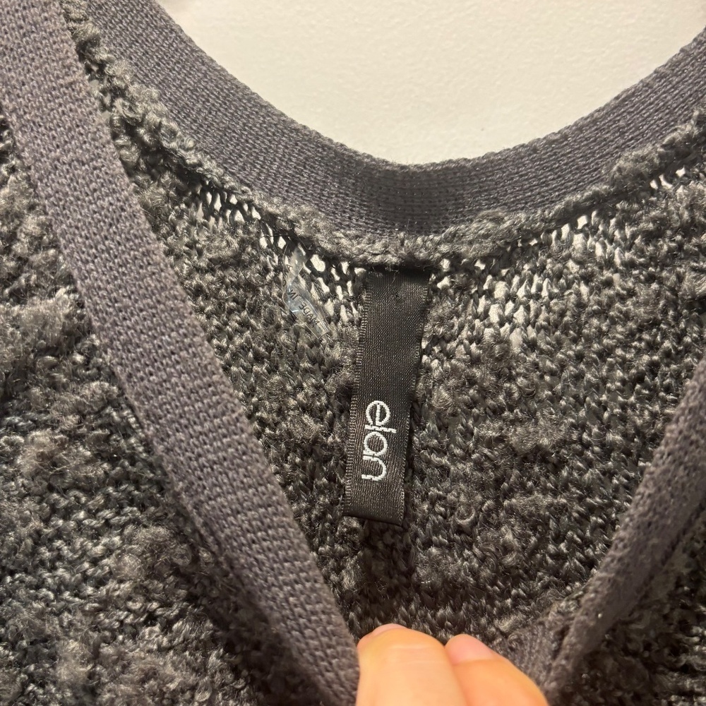 Elan Dark Gray Textured V Neck Long Sleeve Sweater. - Picture 2 of 5